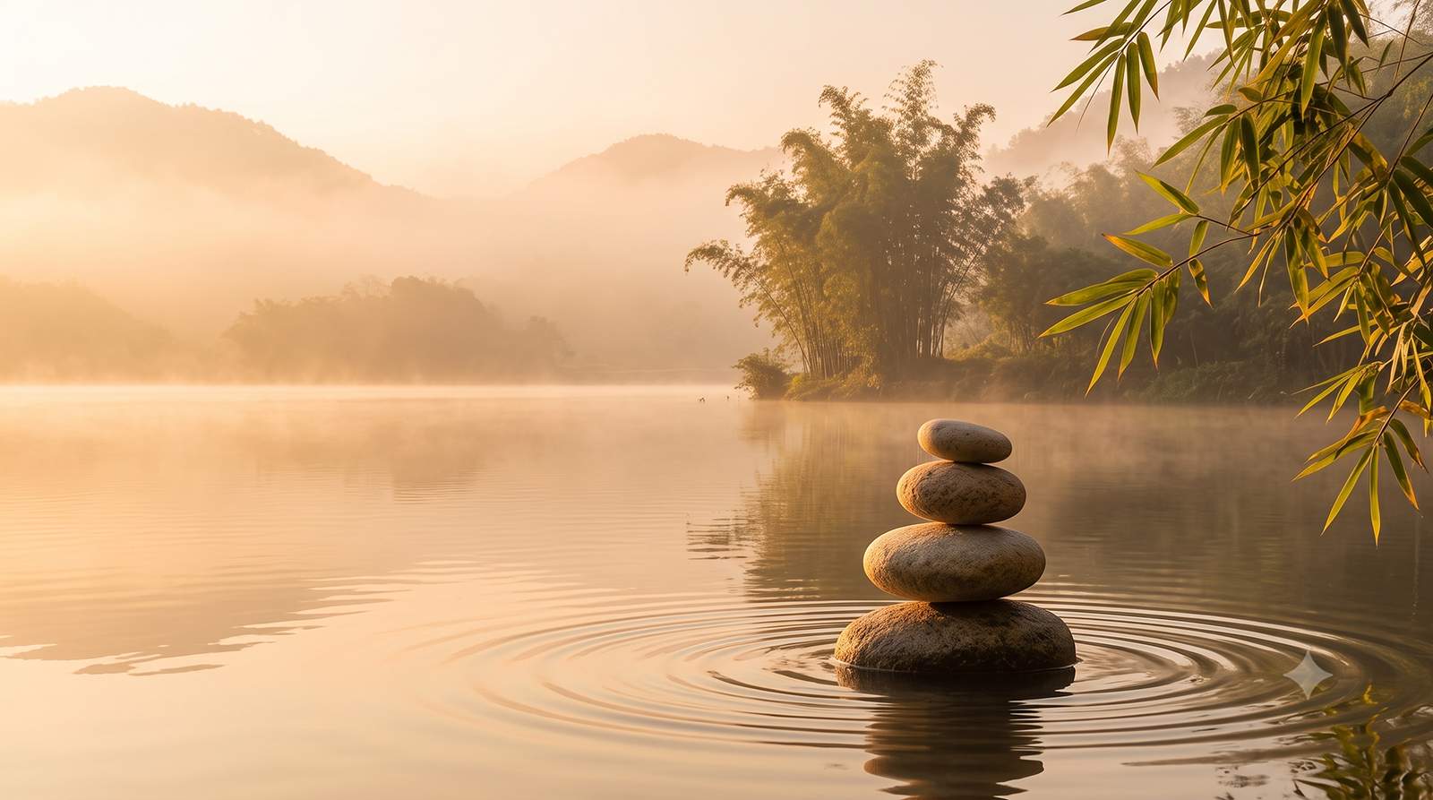 Calm natural setting representing balance and wellness